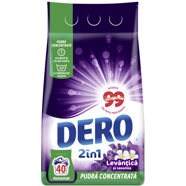 Detergent pudra automat Dero 2in1 Lavanda 3 kg 40 Spalari