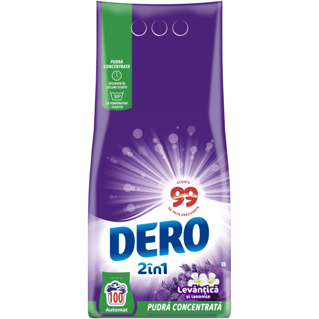 Detergent pudra automat Dero 2in1 Lavanda 100 Spalari 7.5KG