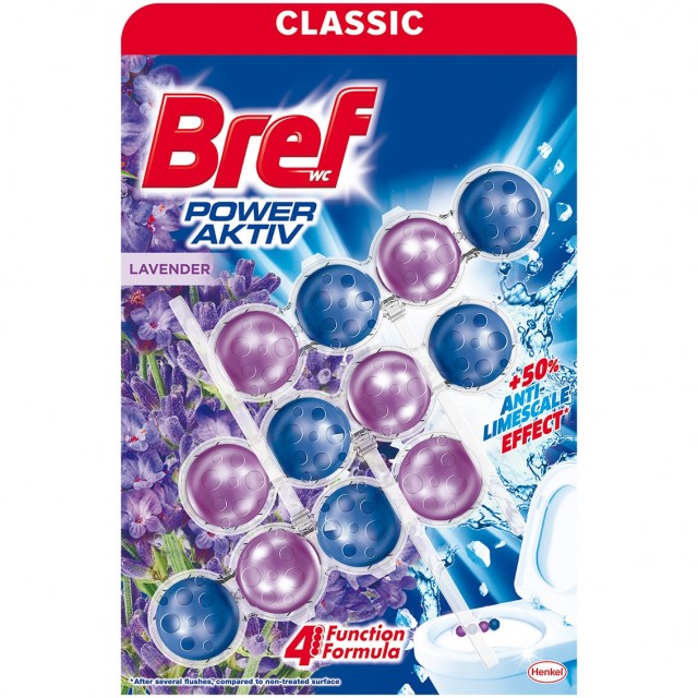 Odorizant toaleta Bref Power Aktiv Lavanda, 3x50 g Odorizant toaleta Bref Power Aktiv Lavanda, 3x50 g