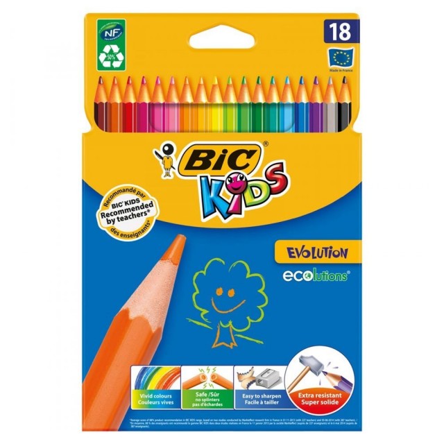 Creioane colorate Bic Kids Evolution set 18 culori Creioane colorate Bic Kids Evolution set 18 culori