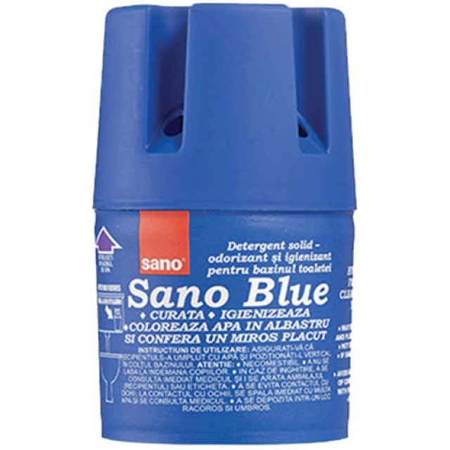 Odorizant solid Sano pentru rezervorul toaletei, Albastru, 150g Odorizant solid Sano pentru rezervorul toaletei, Albastru, 150g