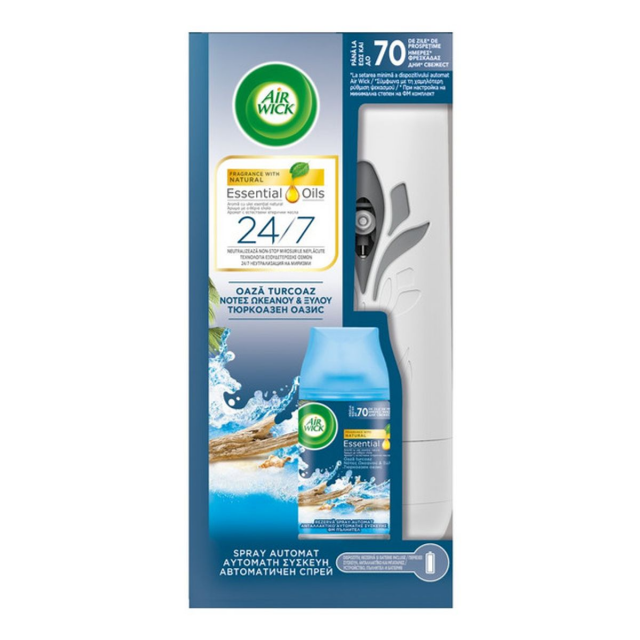 Odorizant de camera Air Wick, apa de mare, aparat + rezerva, 250 ml
