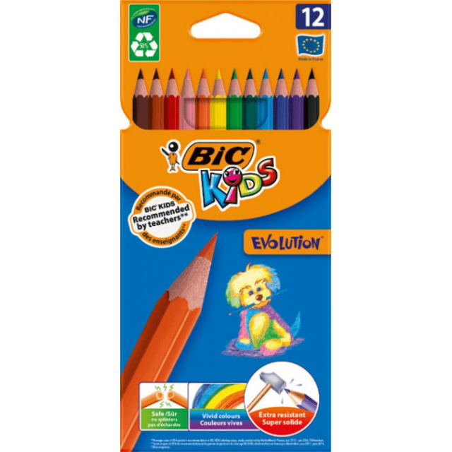 Creioane colorate, extra rezistente Bic Kids Evolution 12 culori Creioane colorate, extra rezistente Bic Kids Evolution 12 culori