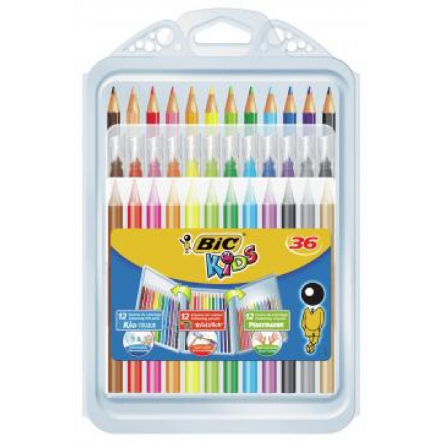 Set Bic creativ - 12 Creioane colorate, 12 markere si 12 creioane cerate Set Bic creativ - 12 Creioane colorate, 12 markere si 12 creioane cerate