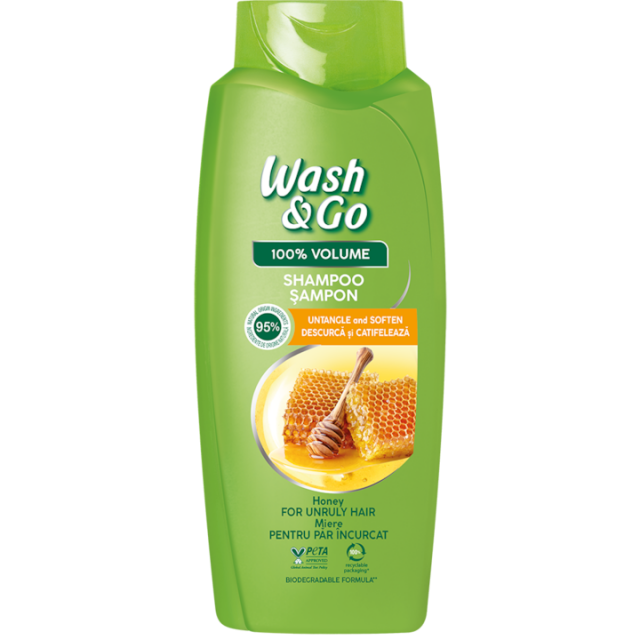 Sampon Wash&Go pentru par dezordonat cu extract de miere, 675 ml Sampon Wash&Go pentru par dezordonat cu extract de miere, 675 ml