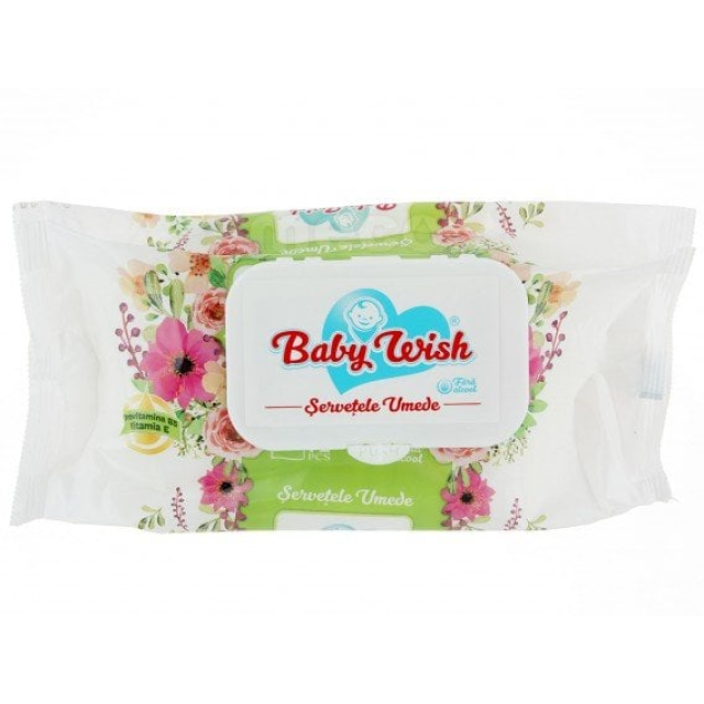 Servetele Umede Cu Capac Baby Wish  120 bucati Servetele Umede Cu Capac Baby Wish  120 bucati