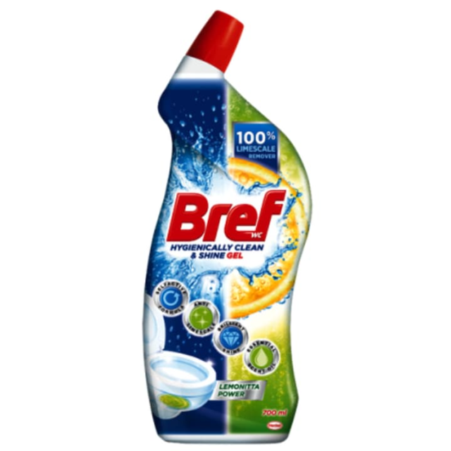 Gel de curatat toaleta, Bref, Power Aktiv, cu parfum de lamaie, 700 ml Gel de curatat toaleta, Bref, Power Aktiv, cu parfum de lamaie, 700 ml
