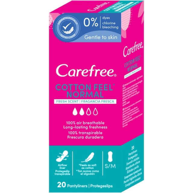 Absorbante zilnice Carefree Panty Liners Cotton, 20 bucati