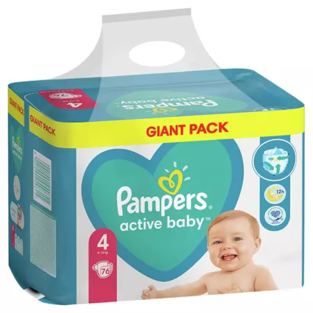 Scutece PampersActive Baby, Nr. 4, 9-14 kg, 76 bucati Scutece PampersActive Baby, Nr. 4, 9-14 kg, 76 bucati