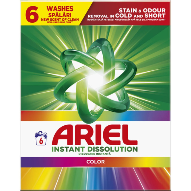 Detergent pudra automat Ariel Instant Dissolution Color, 6 spalari, 390 g  Detergent pudra automat Ariel Instant Dissolution Color, 6 spalari, 390 g