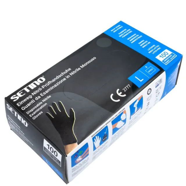 Manusi Setino Premium Nitril Nepudrate Negre L 100 bucati Manusi Setino Premium Nitril Nepudrate Negre L 100 bucati