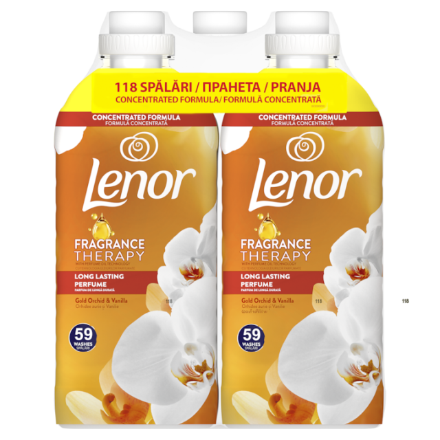 Pachet Balsam de rufe Lenor Gold Orchid & Vanilla, 2x1.239L, 118 spalari