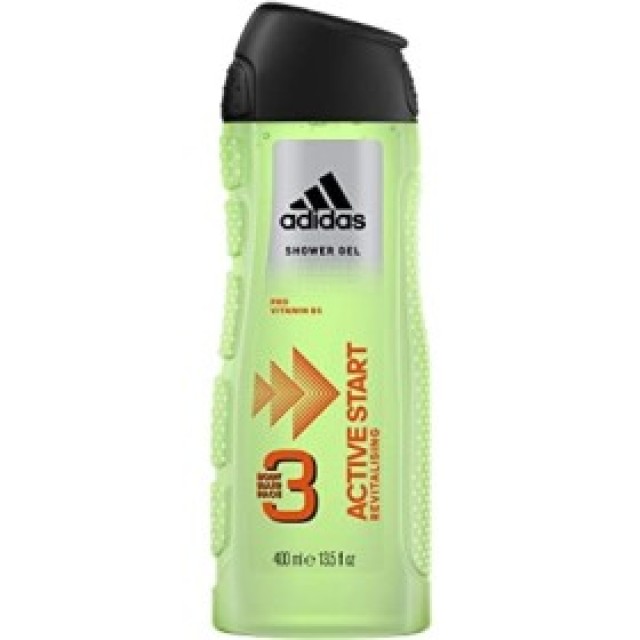 Gel dus Adidas Active Start 3 in 1 pentru corp par si fata Barbati, 400 ml