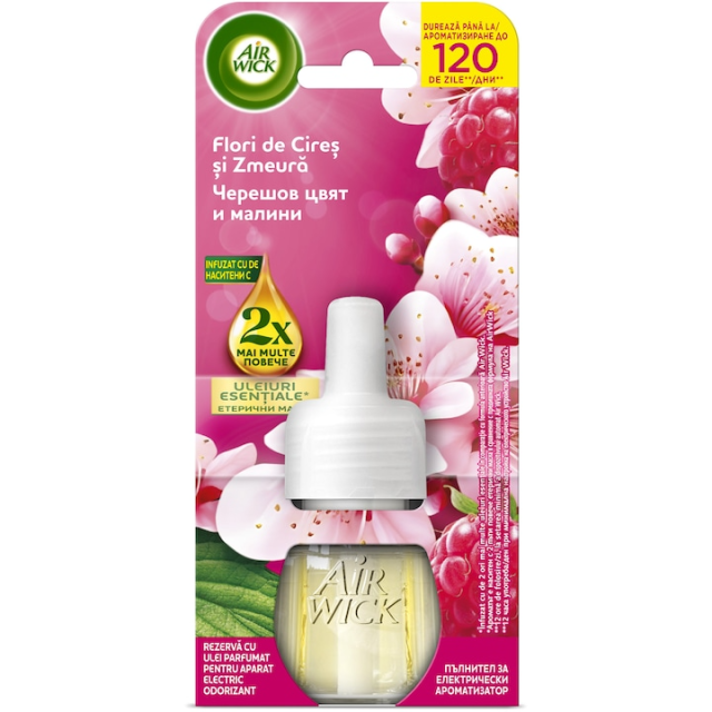 Rezerva odorizant de camera electric Air Wick Flori de Cires si Zmeura, 19ml