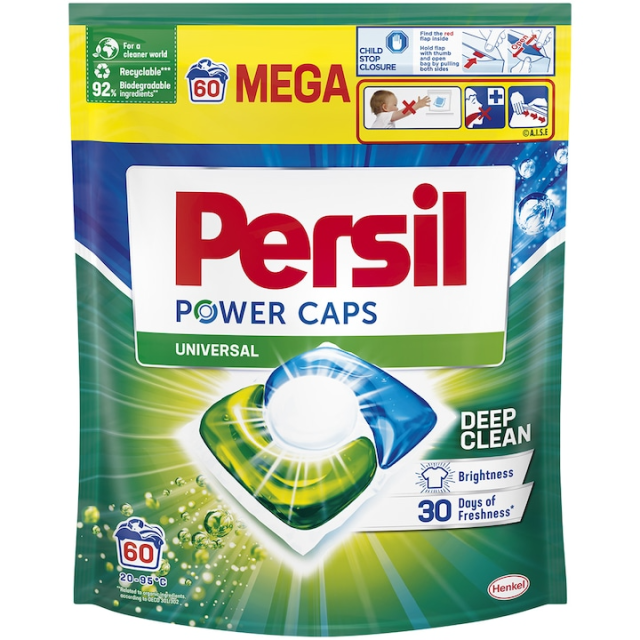 Detergent de rufe capsule Persil Power Caps Universal, 60 spalari