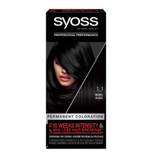 Vopsea par permanenta Syoss Color Baseline 1-1 Negru 115 ml Vopsea par permanenta Syoss Color Baseline 1-1 Negru 115 ml